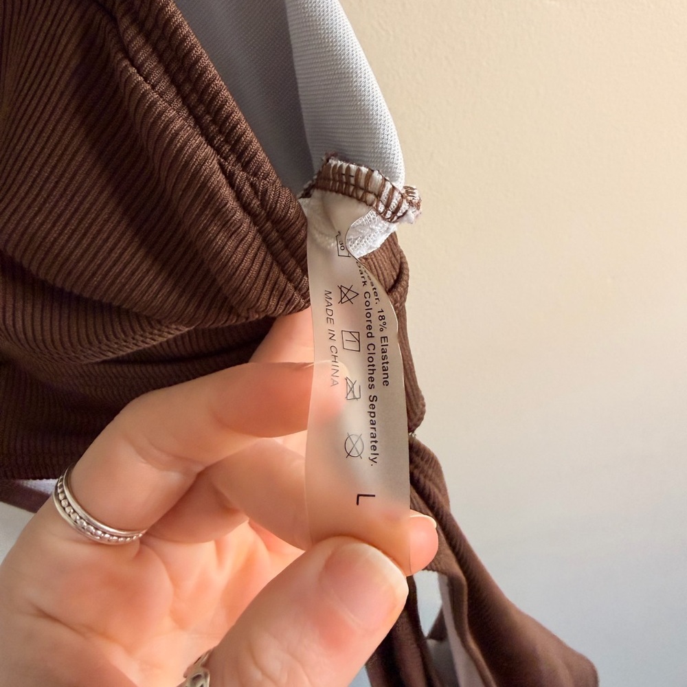 NWOT Brown Ribbed Women's Intimate Set - Picture 3 of 4